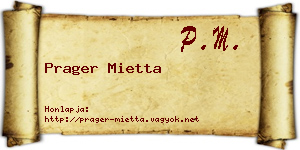 Prager Mietta névjegykártya